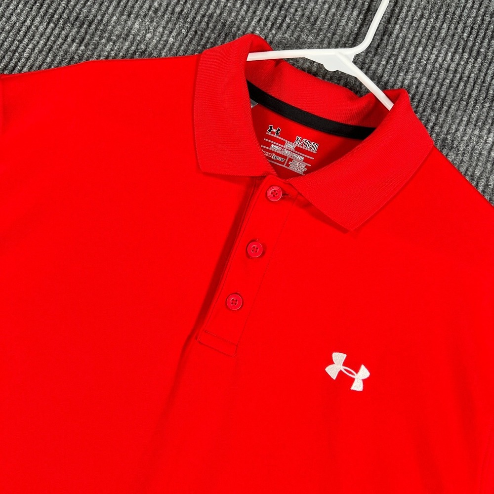 Under Armour Mens Polo Shirt XL Extra Large Red Short Sleeve HeatGear Golf